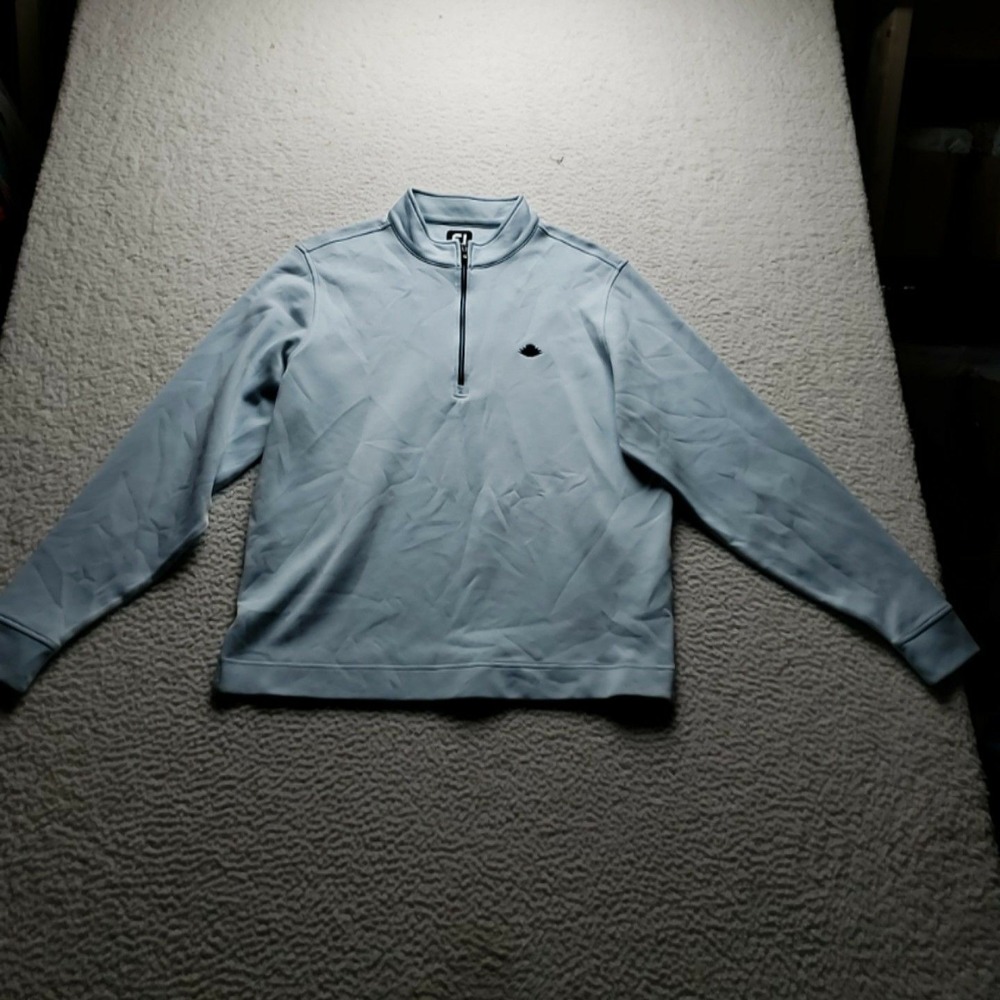 FootJoy Pullover Mens Large Blue 1/4 Zip Long Sleeve Mock Neck Golf Shirt Top
